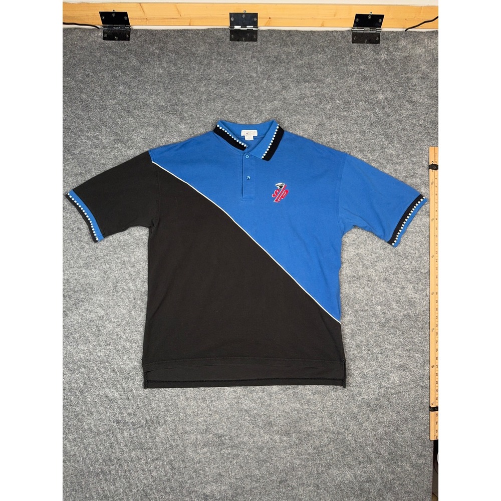 Crystal Springs Mens XXL‎ Blue Black Colorblock SLP Polo Shirt Short Sleeve